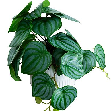nearly natural 8in. Artificial Mixed Greens in Ceramic Planter Table Decor 3-piece Set
