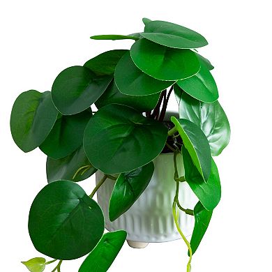 nearly natural 8in. Artificial Mixed Greens in Ceramic Planter Table Decor 3-piece Set