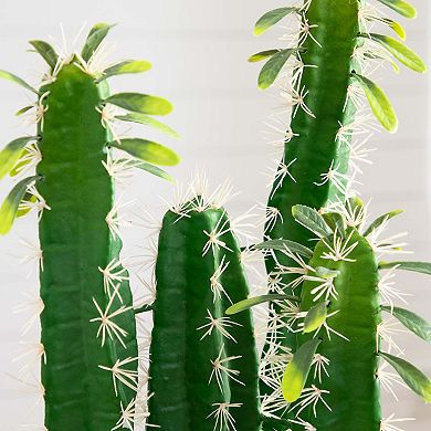 nearly natural 28-in. Artificial Cactus in Terracotta Planter Floor Decor