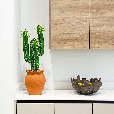 nearly natural 28-in. Artificial Cactus in Terracotta Planter Floor Decor