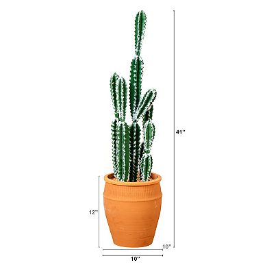 nearly natural 41-in. Artificial Cactus in Terracotta Planter Floor Decor