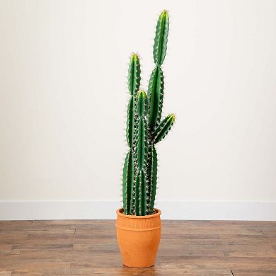 nearly natural 5-ft. Artificial Cactus in Terracotta Planter Floor Decor
