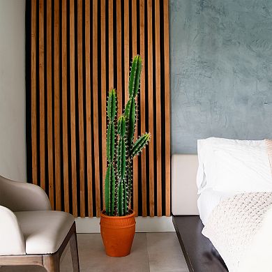 nearly natural 5-ft. Artificial Cactus in Terracotta Planter Floor Decor