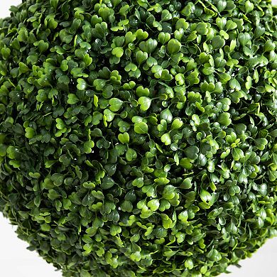 nearly natural 14-in. UV Resistant Artificial Boxwood Ball Topiary with Integrated Ground Stake 2-pc. Set