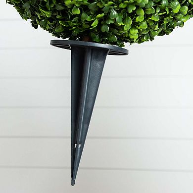 nearly natural 14-in. UV Resistant Artificial Boxwood Ball Topiary with Integrated Ground Stake 2-pc. Set