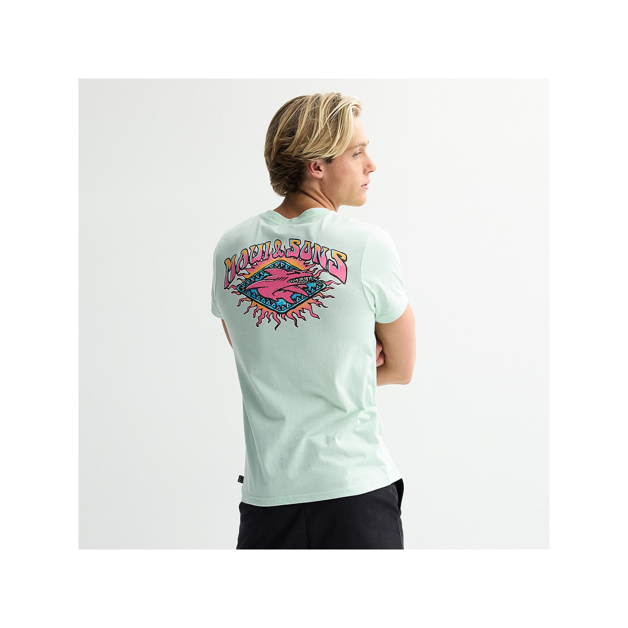 Mens Maui and Sons Aggro Life T-Shirt, Size: Small, Blue Spray
