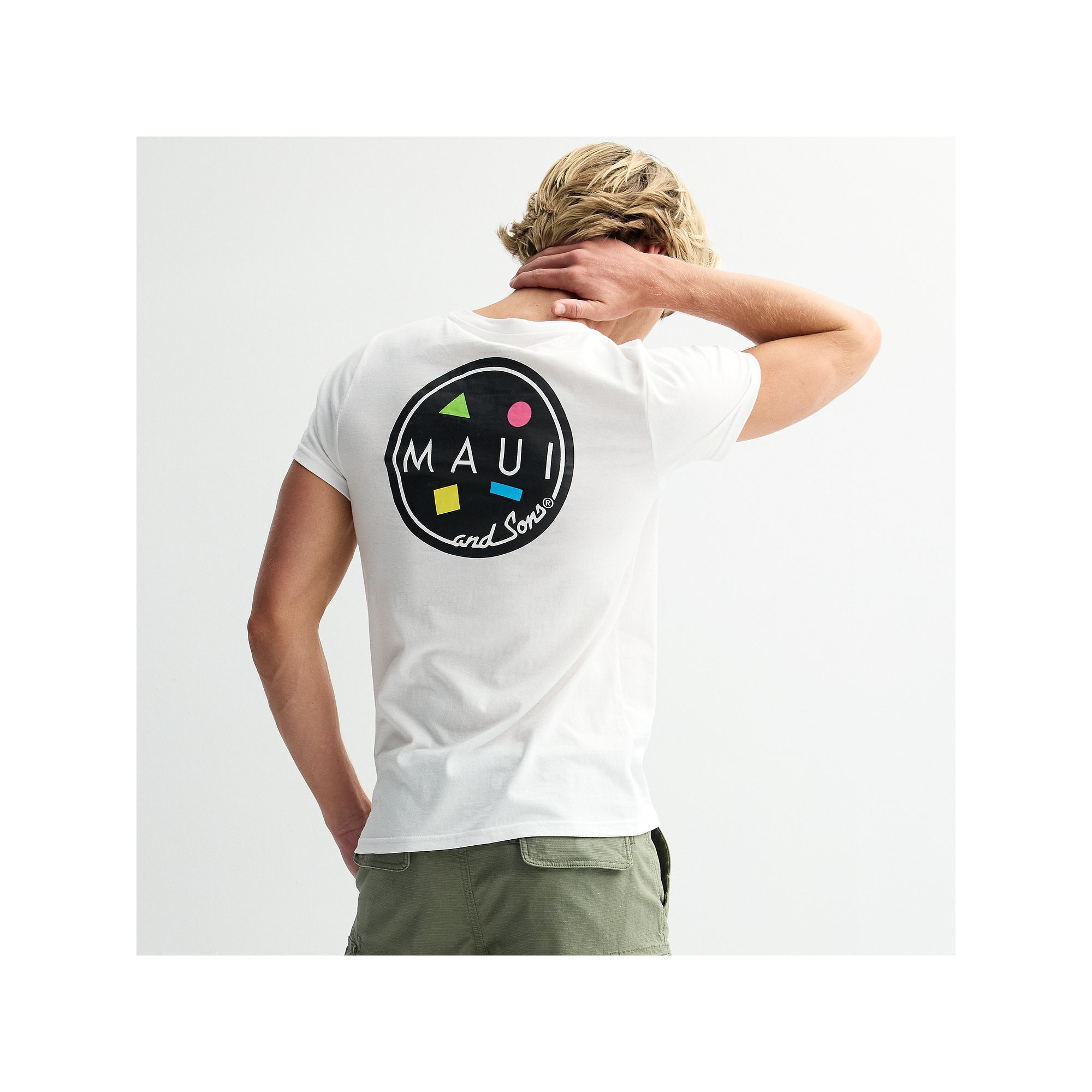 Mens Maui and Sons Cookie Logo T-Shirt, Size: Small, White