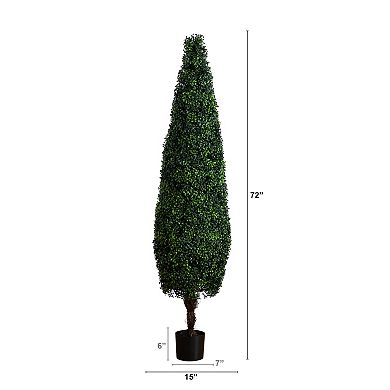 Nearly Natural 6ft. UV Resistant Artificial Boxwood Topiary Cone Tree