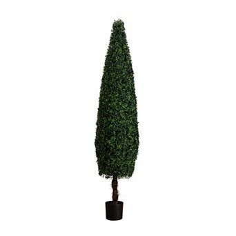 Nearly Natural 7ft. UV Resistant Artificial Boxwood Topiary Cone Tree