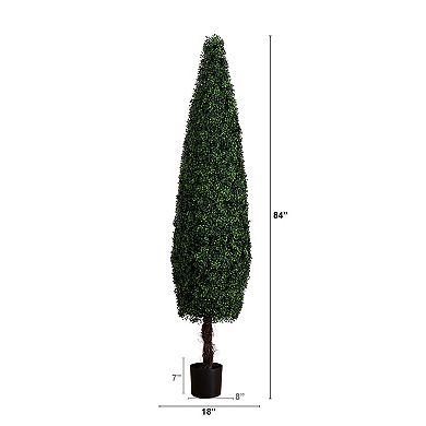 Nearly Natural 7ft. UV Resistant Artificial Boxwood Topiary Cone Tree