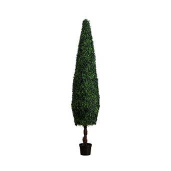 nearly natural 8 ft. Indoor / Outdoor UV Resistant Artificial Boxwood Topiary Cone Tree