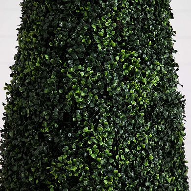 nearly natural 8 ft. Indoor / Outdoor UV Resistant Artificial Boxwood Topiary Cone Tree