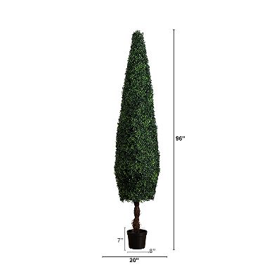 nearly natural 8 ft. Indoor / Outdoor UV Resistant Artificial Boxwood Topiary Cone Tree