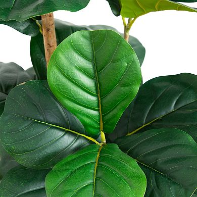 nearly natural 4-ft. Artificial Fiddle Leaf Tree Planter Floor Decor