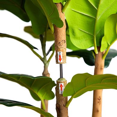 nearly natural 4-ft. Artificial Fiddle Leaf Tree Planter Floor Decor