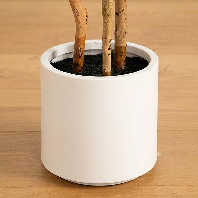 nearly natural 4-ft. Artificial Fiddle Leaf Tree Planter Floor Decor