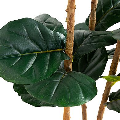 nearly natural 5-ft. Artificial Fiddle Leaf Tree Planter Floor Decor