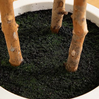 nearly natural 5-ft. Artificial Fiddle Leaf Tree Planter Floor Decor