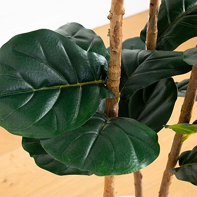 nearly natural 5-ft. Artificial Fiddle Leaf Tree Planter Floor Decor