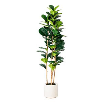 nearly natural 6-ft. Artificial Fiddle Leaf Tree Planter Floor Decor