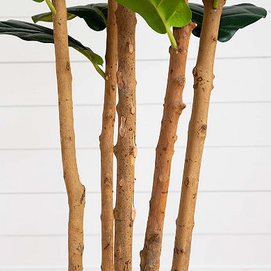 nearly natural 7-ft. Artificial Fiddle Leaf Tree Planter Floor Decor
