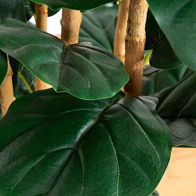 nearly natural 7-ft. Artificial Fiddle Leaf Tree Planter Floor Decor