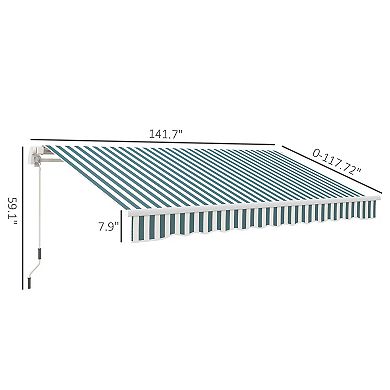 Outsunny 12' x 10' Outdoor Patio Manual Retractable Exterior Window Awning