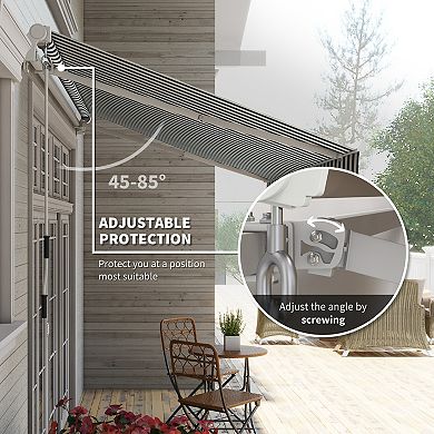 Outsunny 12' x 10' Outdoor Patio Manual Retractable Exterior Window Awning