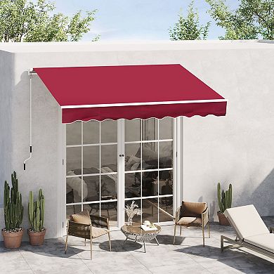 8'x7' Manual Retractable Sun Shade Shelter Outdoor Patio Awning Canopy