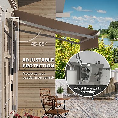 Outsunny 8ft x 6.6' Patio Retractable Awning, Manual Sun Shade