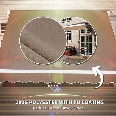 Outsunny 8ft x 6.6' Patio Retractable Awning, Manual Sun Shade
