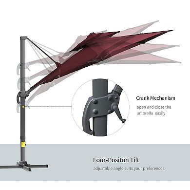Outsunny 11ft Offset Patio Umbrella with Cross-Base, Rotate, Tilt