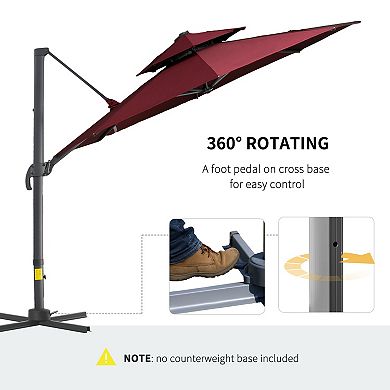 Outsunny 11ft Offset Patio Umbrella with Cross-Base, Rotate, Tilt