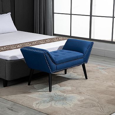 Modern Upholstered Accent Bench W/out Tilted Legs, High-density Sponge