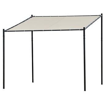 9.8' X 9.3' Backyard Deck Pergola Cabana W/ Steel Frame & Spacious Build