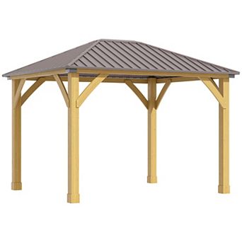 10x12 hardtop gazebo with wooden frame Permanent metal roof gazebo canopy