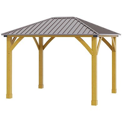10x12 hardtop gazebo with wooden frame Permanent metal roof gazebo canopy