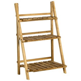 24inch x 14" x 37" Wooden 3 tier Step Style Plant Stand Outdoor Garden Flower Shelf