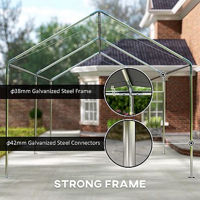 Outsunny 9.6ft x 19.5' Carport w/ 3 Reinforced Steel Cables