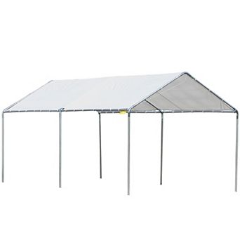 Outsunny 9.6ft x 19.5' Carport w/ 3 Reinforced Steel Cables