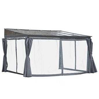 Backyard Patio/porch Outside Cabana W/ Durable Aluminum Roof & Netted Curtain