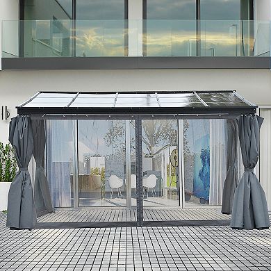 Backyard Patio/porch Outside Cabana W/ Durable Aluminum Roof & Netted Curtain