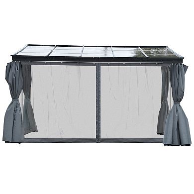 Backyard Patio/porch Outside Cabana W/ Durable Aluminum Roof & Netted Curtain
