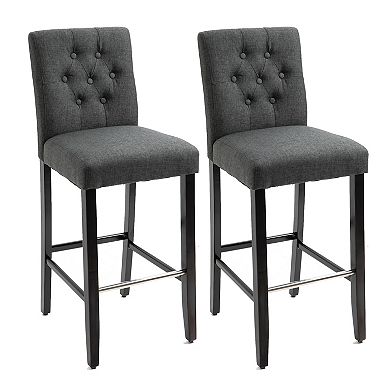2pc Antique Dining Room Barstools Pub Chairs With Sponge Padded Seat，back