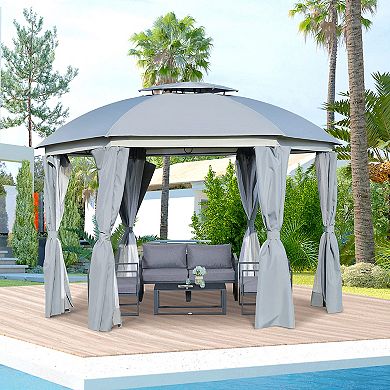 12' X 12' Backyard & Deck Cabana W/ Netting Sidewalls & Steel Frame