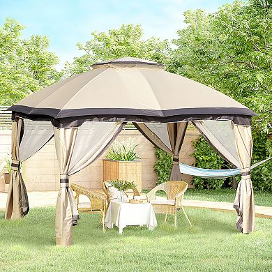 Outsunny 10ft x 12' 2-Level Outdoor Gazebo Tent w/ Zippered Mesh Sidewalls