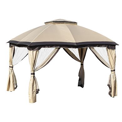 Outsunny 10ft x 12' 2-Level Outdoor Gazebo Tent w/ Zippered Mesh Sidewalls