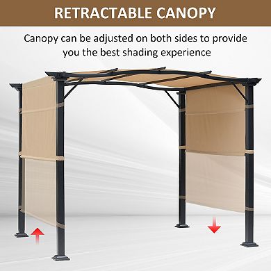 Outsunny 8ftx10ft Outdoor Retractable Sun Shade Covered Modern Roof Backyard Patio