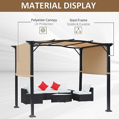 Outsunny 8ftx10ft Outdoor Retractable Sun Shade Covered Modern Roof Backyard Patio