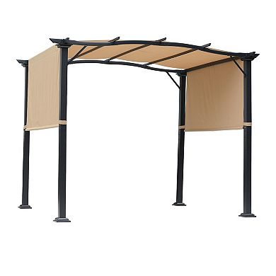 8' X 10' Steel Frame Fabric Outdoor Gazebo Retractable Canopy Shade Awning